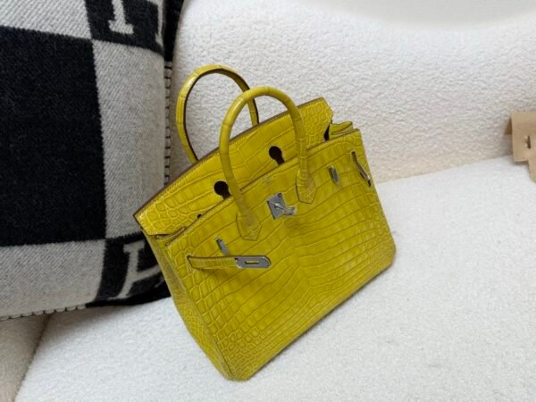 Global Shipping Birkin 25CM 9R Lime Porosus Silver Hardware 1:1 to make