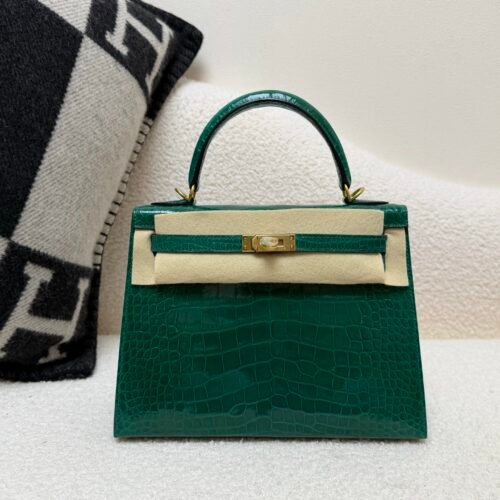 wsxc1771936603402_0 Top Handmade Kelly 25CM Alligator Leather 6Q Vert Emeraude Gold Hardware