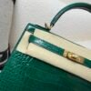 Top Handmade Kelly 25CM Alligator Leather 6Q Vert Emeraude Gold Hardware