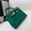 Top Handmade Kelly 25CM Alligator Leather 6Q Vert Emeraude Gold Hardware