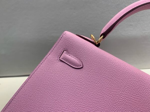 Top Handmade Kelly 25CM X9 Mauve sylvestre Epsom Leather Gold Hardware