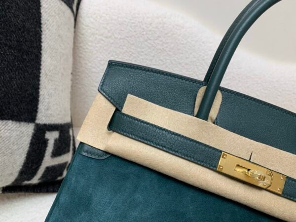 Birkin 25cm 7A Bleu Thalassa Swift and Suede Leather Full Handmade GHW