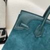Birkin 25cm 7A Bleu Thalassa Swift and Suede Leather Full Handmade GHW