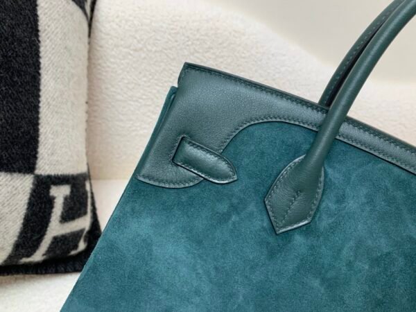 Birkin 25cm 7A Bleu Thalassa Swift and Suede Leather Full Handmade GHW