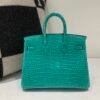 Top Handmade Birkin 25cm O6 Vert Jade Porosus Leather Experienced old craftsmen Made