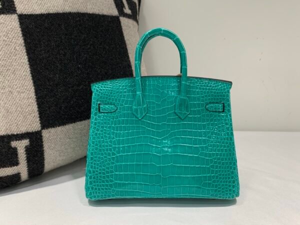 Top Handmade Birkin 25cm O6 Vert Jade Porosus Leather Experienced old craftsmen Made