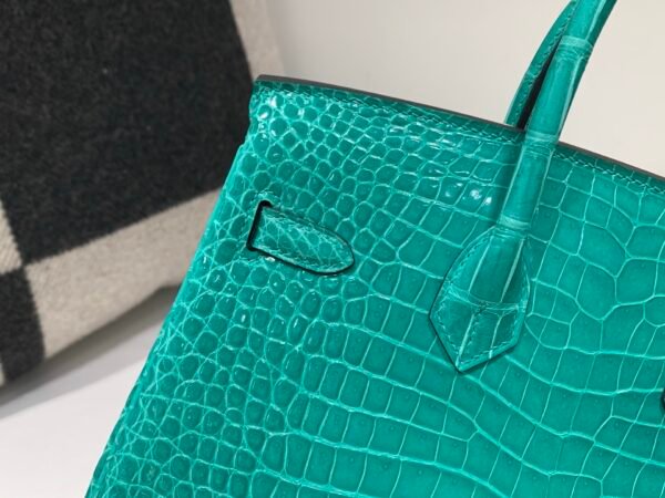 Top Handmade Birkin 25cm O6 Vert Jade Porosus Leather Experienced old craftsmen Made