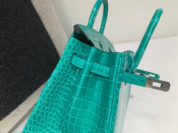 Top Handmade Birkin 25cm O6 Vert Jade Porosus Leather Experienced old craftsmen Made