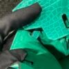 Top Handmade Birkin 25cm O6 Vert Jade Porosus Leather Experienced old craftsmen Made