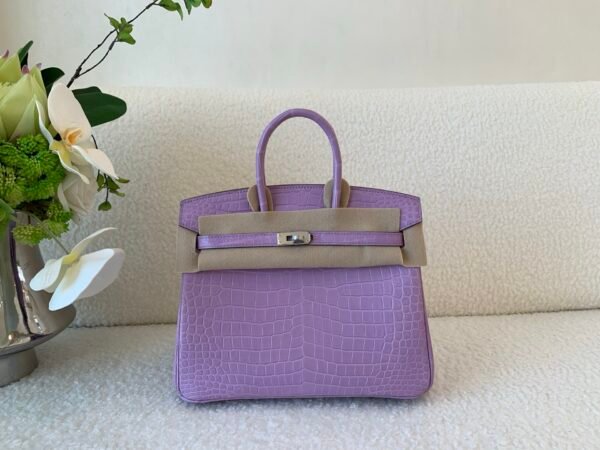Special Purple color X9 Mauve Sylvestre Birkin 25cm Porosus Leather SHW