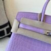 Special Purple color X9 Mauve Sylvestre Birkin 25cm Porosus Leather SHW