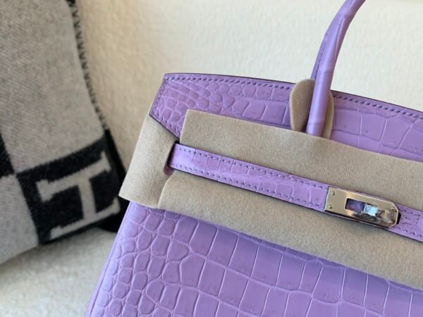 Special Purple color X9 Mauve Sylvestre Birkin 25cm Porosus Leather SHW