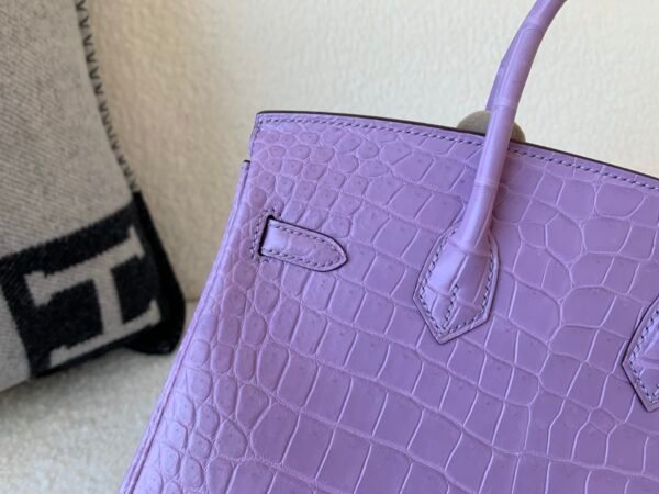Special Purple color X9 Mauve Sylvestre Birkin 25cm Porosus Leather SHW