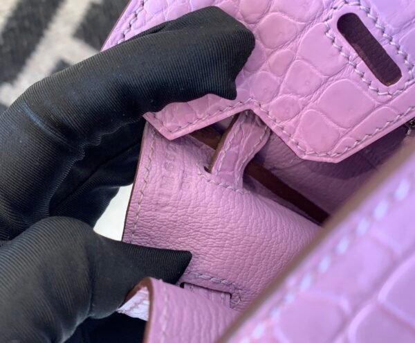 Special Purple color X9 Mauve Sylvestre Birkin 25cm Porosus Leather SHW
