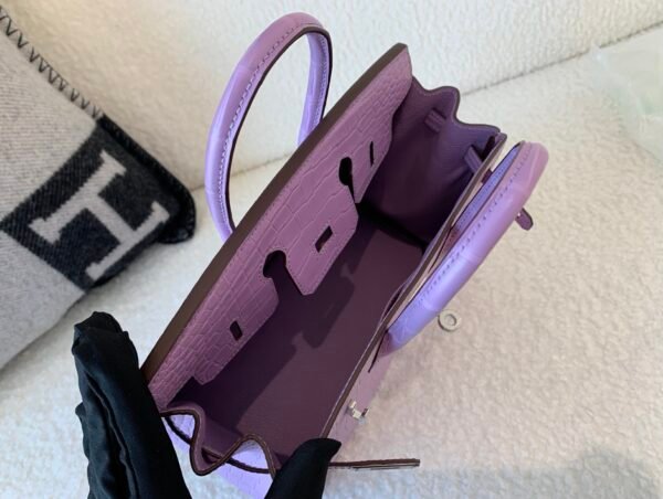 Special Purple color X9 Mauve Sylvestre Birkin 25cm Porosus Leather SHW
