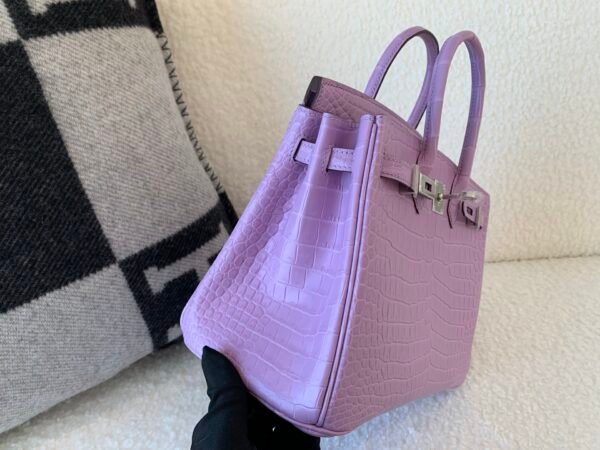 Special Purple color X9 Mauve Sylvestre Birkin 25cm Porosus Leather SHW