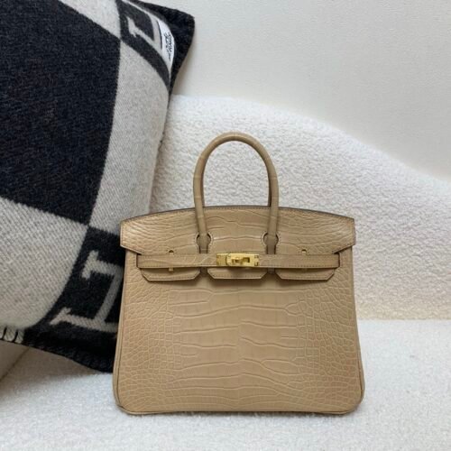 Birkin 25cm 0M Chai Full Handmade Alligator Leather Global Shipping