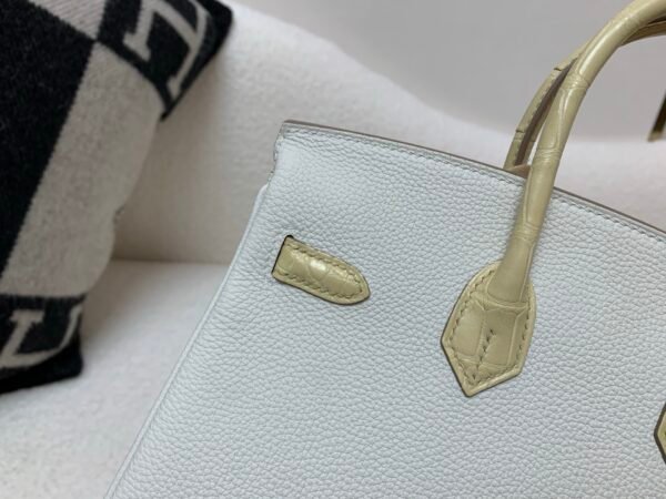 Birkin Touch 25cm 0T Mushroom Y1 Vanille Alligator/ Togo Leather Silver Hardware