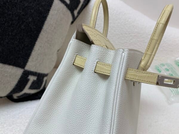 Birkin Touch 25cm 0T Mushroom Y1 Vanille Alligator/ Togo Leather Silver Hardware
