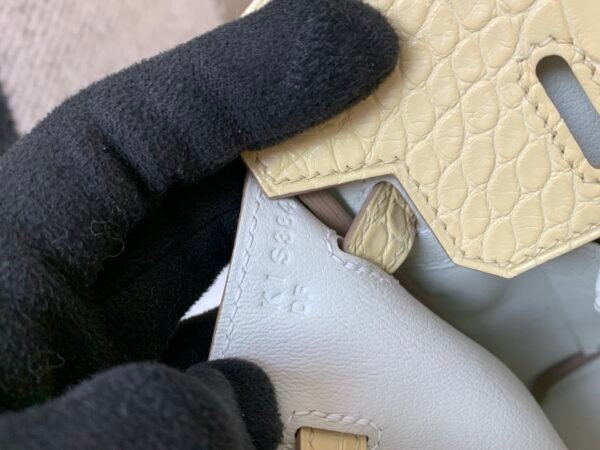 Birkin Touch 25cm 0T Mushroom Y1 Vanille Alligator/ Togo Leather Silver Hardware
