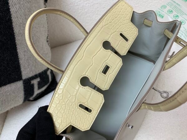 Birkin Touch 25cm 0T Mushroom Y1 Vanille Alligator/ Togo Leather Silver Hardware