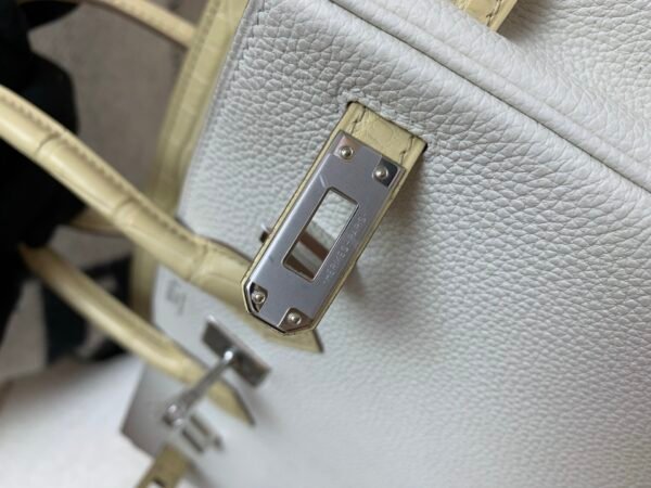 Birkin Touch 25cm 0T Mushroom Y1 Vanille Alligator/ Togo Leather Silver Hardware