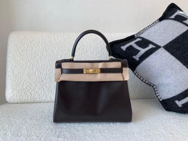wsxc1774378778159_0 Full Handmade Kelly 28CM 46 EBONE Box Leather Gold Hardware Top Quality