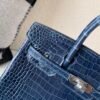 wsxc1774628002418_5 Birkin 25cm Porosus Leather 7K Bleu Abysse Full Handmade Silver Hardware Top Quality