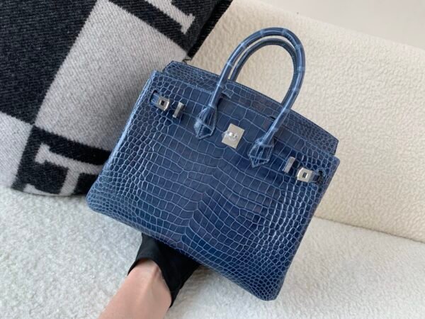 wsxc1774628002419_1 Birkin 25cm Porosus Leather 7K Bleu Abysse Full Handmade Silver Hardware Top Quality