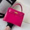 UK shipping Kelly 25cm L3 Rose Purple Porosus Leather Gold Hardware
