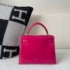 UK shipping Kelly 25cm L3 Rose Purple Porosus Leather Gold Hardware