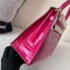 UK shipping Kelly 25cm L3 Rose Purple Porosus Leather Gold Hardware