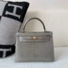 HongKong Fedex Kelly 25cm 18 Etoupe Porosus Leather Gold Hardware 1:1 to make