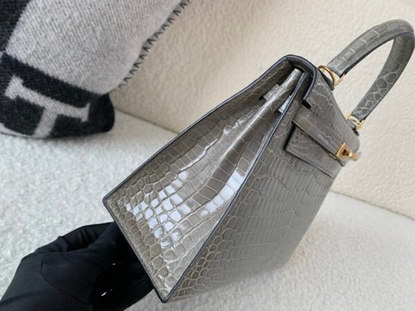HongKong Fedex Kelly 25cm 18 Etoupe Porosus Leather Gold Hardware 1:1 to make