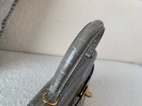 HongKong Fedex Kelly 25cm 18 Etoupe Porosus Leather Gold Hardware 1:1 to make