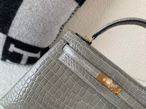 HongKong Fedex Kelly 25cm 18 Etoupe Porosus Leather Gold Hardware 1:1 to make