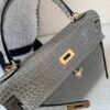HongKong Fedex Kelly 25cm 18 Etoupe Porosus Leather Gold Hardware 1:1 to make