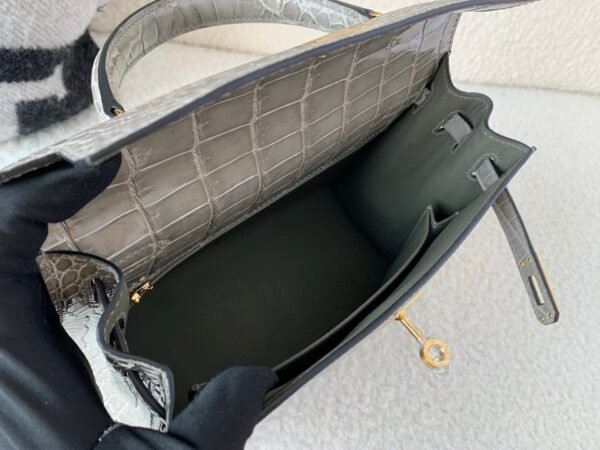 HongKong Fedex Kelly 25cm 18 Etoupe Porosus Leather Gold Hardware 1:1 to make