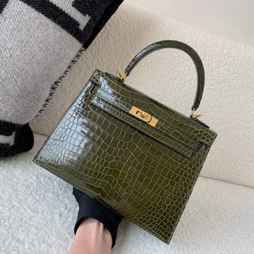 wsxc1774628008712_1 Top Handmade Kelly 25cm 61 Vert Olive Porosus Leather Gold Hardware