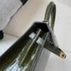 Top Handmade Kelly 25cm 61 Vert Olive Porosus Leather Gold Hardware