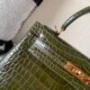 Top Handmade Kelly 25cm 61 Vert Olive Porosus Leather Gold Hardware
