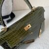 Top Handmade Kelly 25cm 61 Vert Olive Porosus Leather Gold Hardware