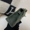 Kelly Pochette 22CM C6 Vert De Gris Suede Leather Sliver Hardware Top Handmade