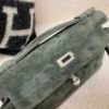 Kelly Pochette 22CM C6 Vert De Gris Suede Leather Sliver Hardware Top Handmade