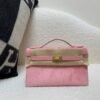 wsxc1775052626041_0 Kelly Pochette 22CM 3Q Rose Sakura Suede Leather Gold Hardware 1:1 to Make