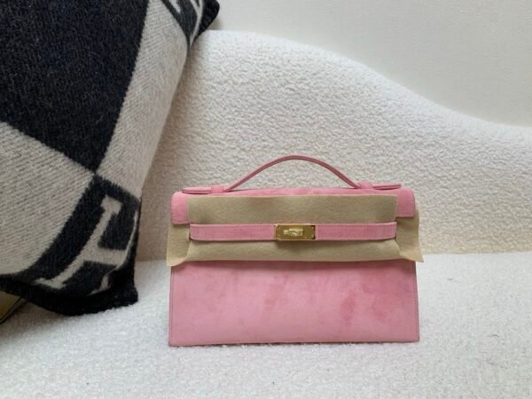 wsxc1775052626041_0 Kelly Pochette 22CM 3Q Rose Sakura Suede Leather Gold Hardware 1:1 to Make