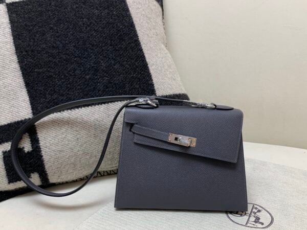 Kelly Desordre 20CM 85 Ardoise Ecru Epsom Leather Silver Hardware Carrybag