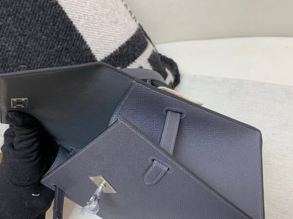 Kelly Desordre 20CM 85 Ardoise Ecru Epsom Leather Silver Hardware Carrybag