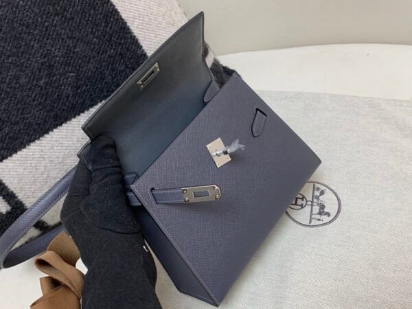 Kelly Desordre 20CM 85 Ardoise Ecru Epsom Leather Silver Hardware Carrybag