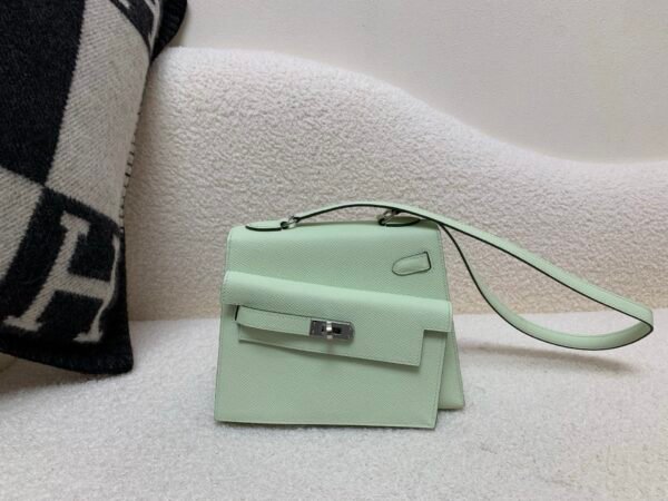 Kelly Desordre 20CM 6U Vert d’Eau Epsom Leather Silver Hardware Top Quality